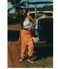 NWOT $98 Free People Movement Victory Harem Pants Orange  Dance Yoga Boho Large