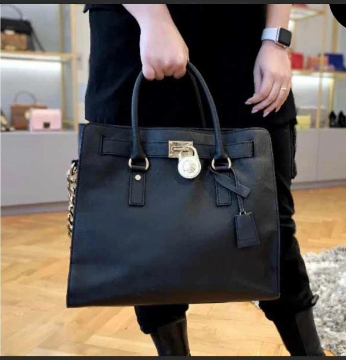 Michael Kors Hamilton Saffiano Leather Tote Black