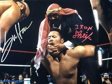 WWF Iron Sheik and Sultan Dual Autographed 8x10 Camel Clutch Photo