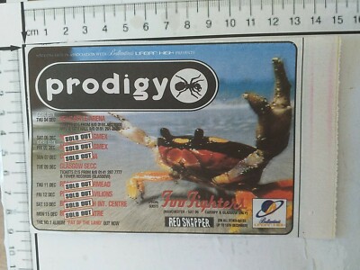    THE PRODIGY FAT OF THE LAND  TOUR  ORIGINAL RARE NEWS MAG ADVERT  #4    