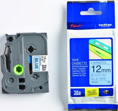 Beschriftungsband original Brother P-touch TZe-531 schwarz auf blau, 12mm, 8m
