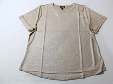 I.N.C. International Concepts Women's Crewneck Foil T-Shirt BL1 Gold Size XL