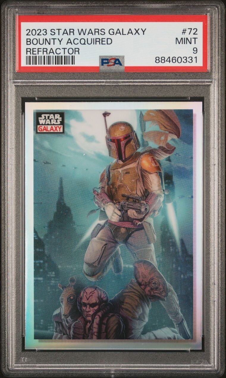 BOBA FETT PSA 9 2023 Star Wars Chrome Galaxy Bounty Acquired Refractor #72