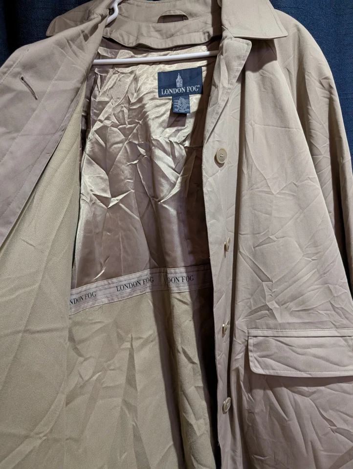 Capa de chuva masculina vintage London neblina tamanho G destacável resistente à água nova com etiquetas - Imagem 2 de 4