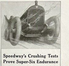 Hudson Motor Co Speedway Super Six Tests 1917 Advertisement Automobilia DWII7