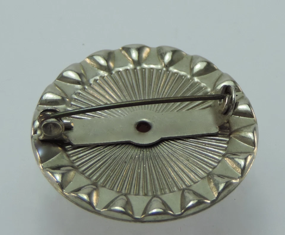 Brosche Mode Schmuck Perlmutt mit Strasssteinen Vintage - Bild 2 von 3