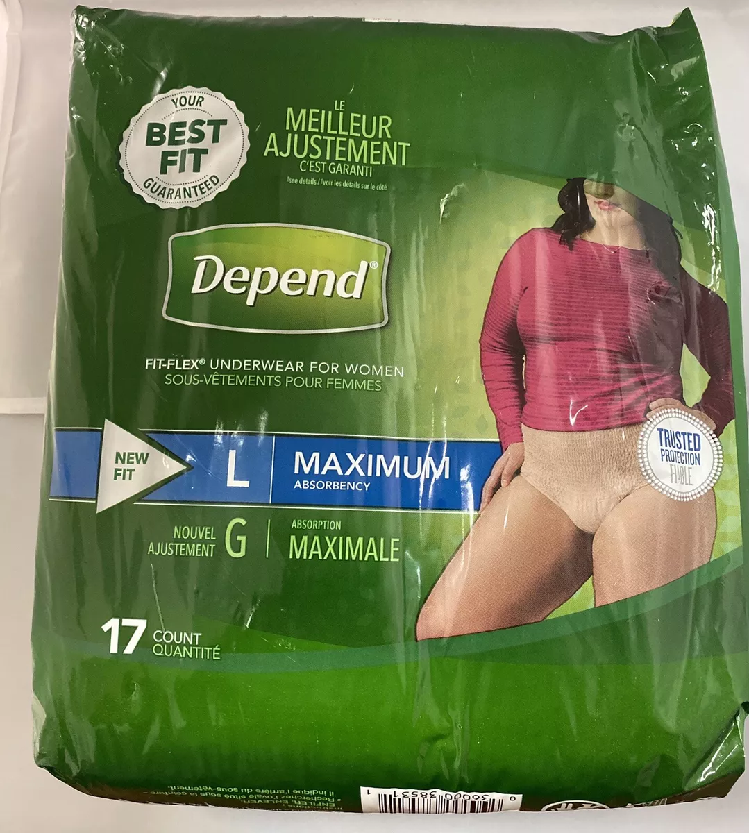 Depend FIT-FLEX Incontinence Underwear for Women Large Maximum