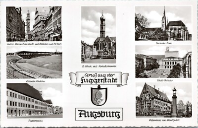 RPPC Gruss Aus der Fuggerstadt, Augsburg Germany - Multiple Views Photo Postcard