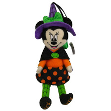 Disney Parks Minnie Mouse Plush Stuffed Animal Witch Hat Halloween Spooky 8.5"