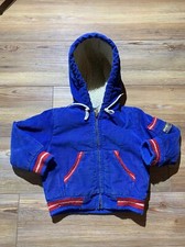 OshKosh USA Made BLUE Corduroy Sherpa LINED Jacket COAT Sz 3T Toddler VINTAGE