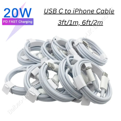 1/10Pack 20W PD Fast Charger Cable USB-C Cord For iPhone 14/13/12/11/Pro Max Lot