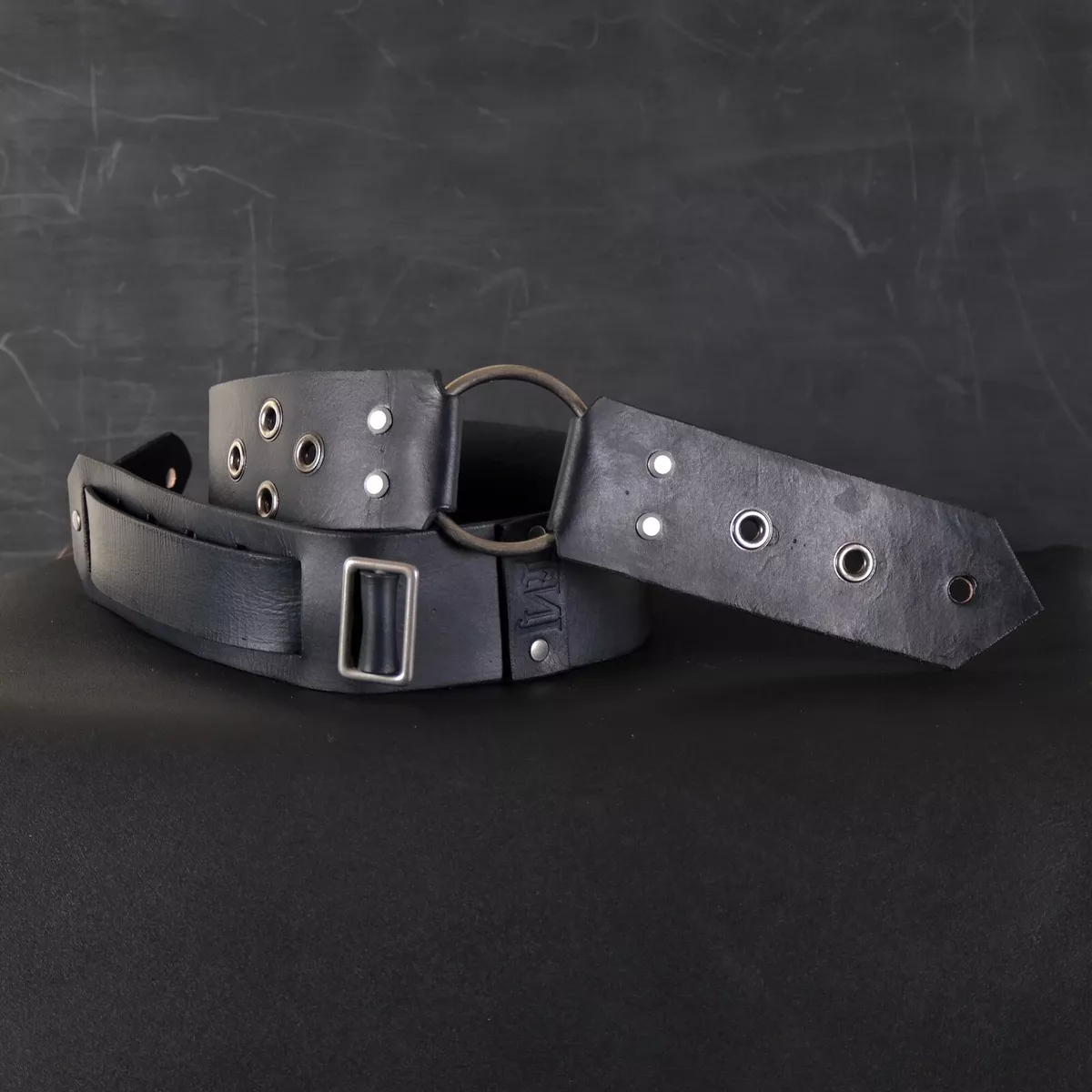 Handmade Leather Guitar Strap. Metal Ring. 2.5 Wide .BLACK