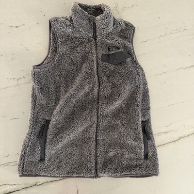 L.L. Bean Fuzzy Hi-Pile Fleece Vest Sherpa Full Zip Outdoor Men s S Gray