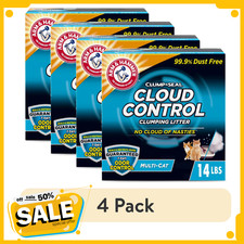  4 pack ARM  HAMMER Cloud Control Multi-Cat Clumping Cat Litter, 14 lb
