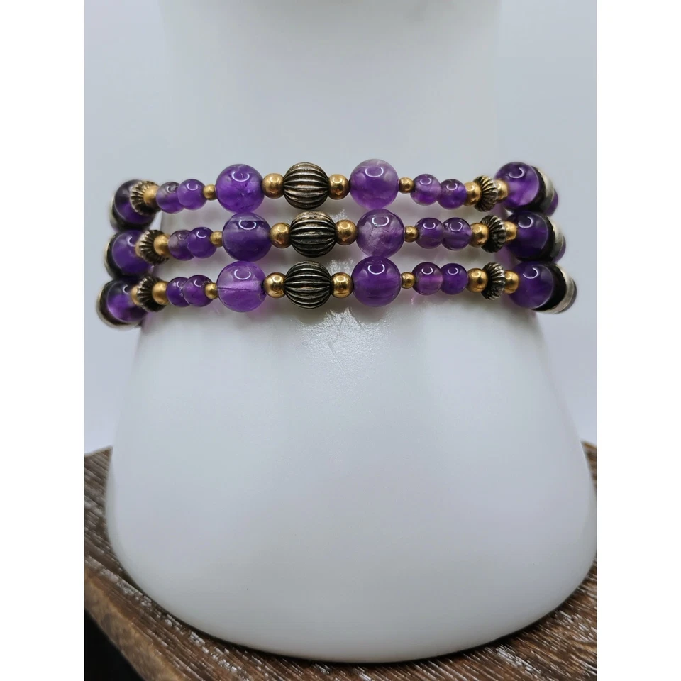 Pulsera de palanca de amatista firmada por Shube vintage talla 6 3/4 Foto 3 de 4