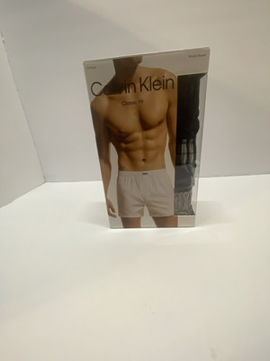 Calvin Klein Mens 3-Pk Classic Fit Cotton Blend Woven Boxers (Medium , Assorted)