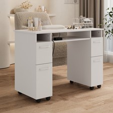 Pro Manicure Table Nail Desk Nail Tech Table Station with Dust Collector Drawers