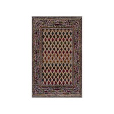 1'10"x3' Colorful Wool and Silk Repetitive Boteh Design Hand Knotted Mat Rug