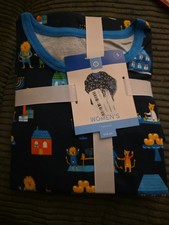 New Family Sleep Women  s Blue Pajama Set Hanukkah Menorah Dreidel Lion Size Sm