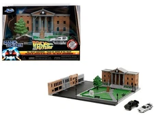 1985 Back to the Future Hill Valley Courthouse Diorama with Black Pickup Truc...