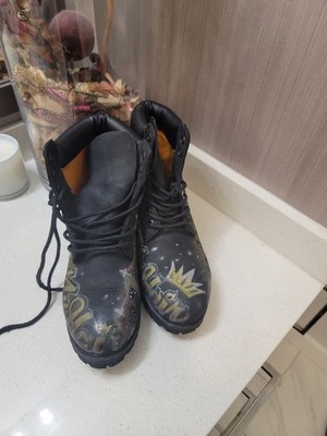 Timberland Wheat 6-inch Nubuck Boots Size US 7 M  Respect My Hustle   CUSTOM 