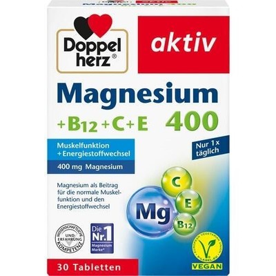 DOPPELHERZ Magnesium 400+B12+C+E Tabletten, 30 St PZN 11100302