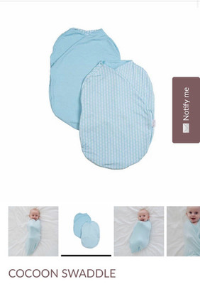 Mama Coco Cocoon Swaddle Two-Step Modal Swaddle, Blue, Small, Unisex