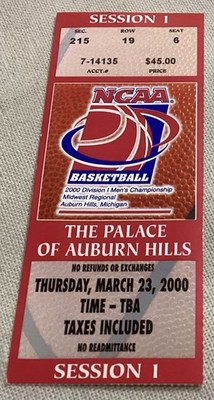 Vintage 2000 NCAA Division 1 Men s Championship Midwest Regional Ticket Stub