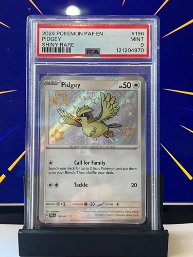 Pidgey 196/091 SV: Paldean Fates Holo - SHINY PSA 9