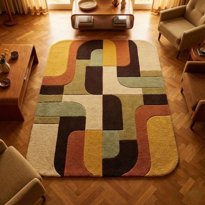 Handmade Rug | Mid Century Modern Rug, Wool Rug | Living Room Rug | Tufted A500