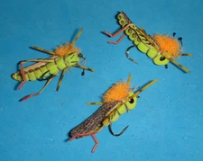 FLY FISHING FLIES - Chartreuse FOAM T.N.T. HOPPER size #8 (6 pcs.)