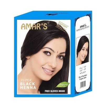 Amar's black Henna 6 Pouches X 10gr Herbal Henna powder