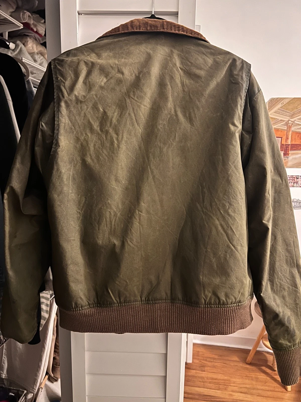 Green Polo Waxed and Lined Heritage Bomber Jacket Size Medium - product detail image 3
