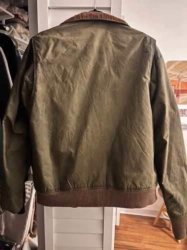 Green Polo Waxed and Lined Heritage Bomber Jacket Size Medium image 3