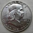 NICE US 1955 FRANKLIN 90% SILVER HALF DOLLAR COIN (KM# 199)