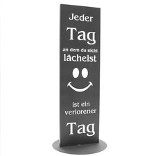 Gartenschild Anthrazit Dekosäule Lächle jed...