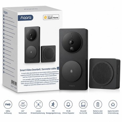 Aqara Smart Video Doorbell G4 + Chime Schwarz | HomeKit | 1080p | B-Ware