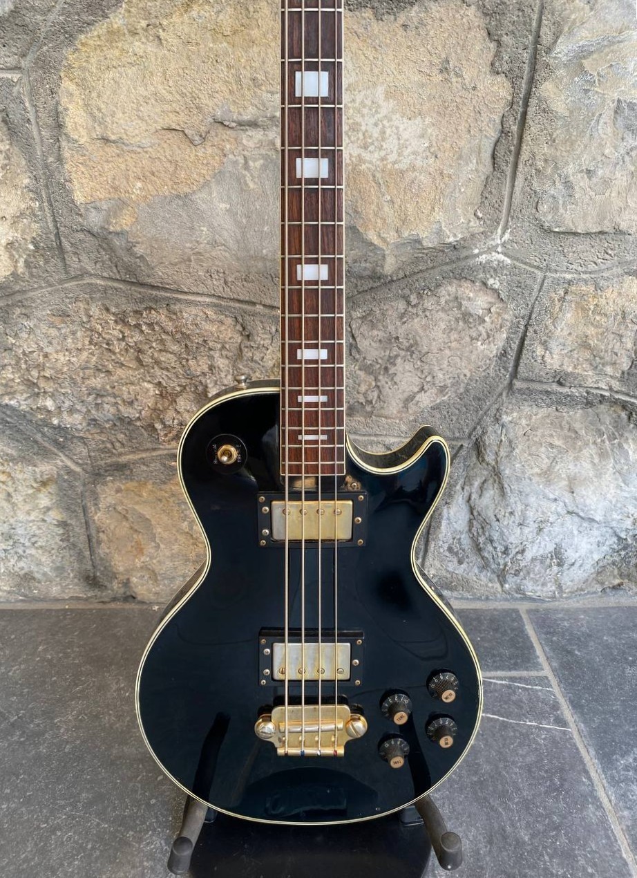 Aria Matsumoku HB Les Paul Bass — 1970s Lawsuit Era, Long Scale, Custom Black