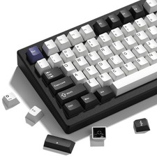 Double Shot PBT Keycaps Set 138 Keys Cherry Profile Black White2