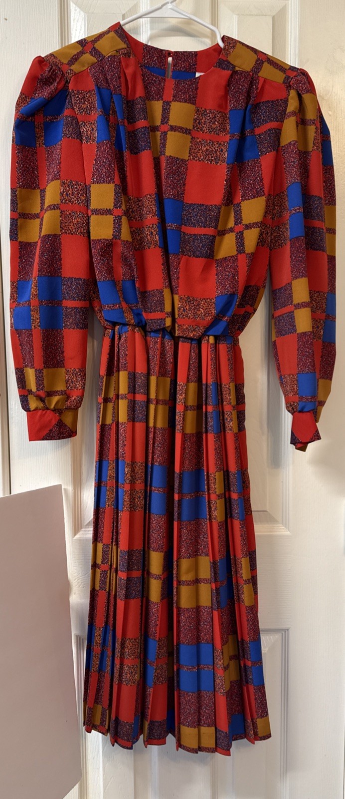 VTG 80s Patchwork Eileen Scott Pleated Secretary … - image 11