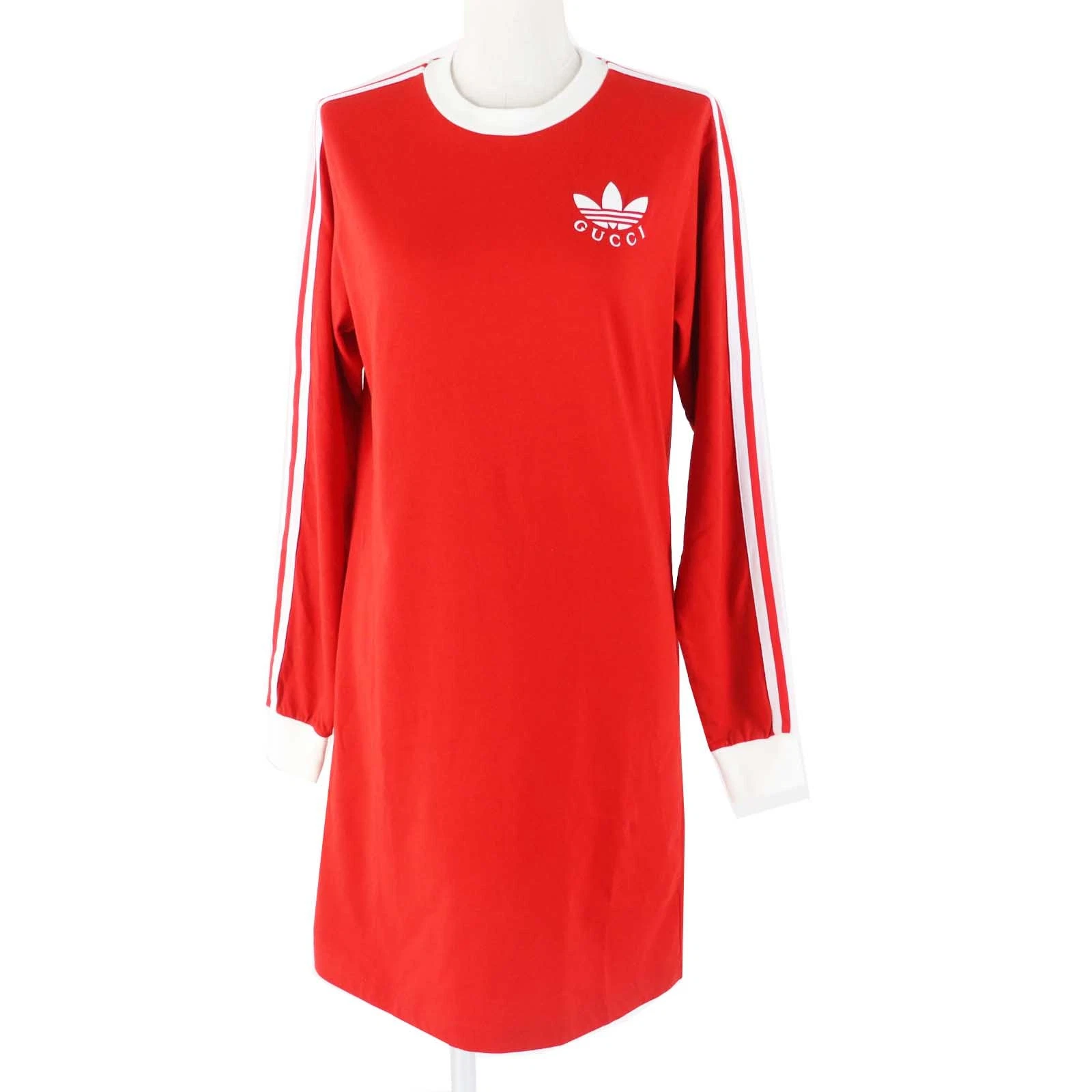 Robe t shirt coton GUCCI 693537 manches longues rouge blanc taille XS made