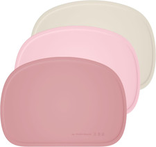 Set of 3 Silicone Placemats with Raised Edges for Kids,Toddlers,Babies, Non-Slip