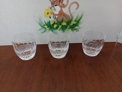 SET 3 WATERFORD Crystal  "COLLEEN" Cut Glass 3.5" Old Fashioned Whiskey Tumblers