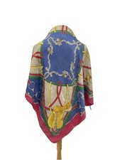 VTG Italy 100 Silk Scarf Equestrian Horse Saddle Baroque Jacquard Blue A78
