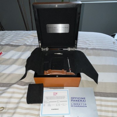 Officine Panerai Wooden Presentation Watch Box Brown/Black 1-3 + Papers