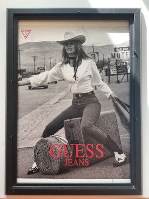 Vintage  Werbung, Guess Jeans,  Blatt im Rahmen 33x24cm,