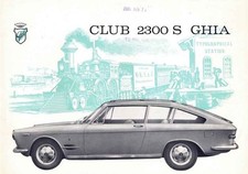 Catalogue Brochure Ghia Fiat 2300 Coupé Club 1962 Italie Italia
