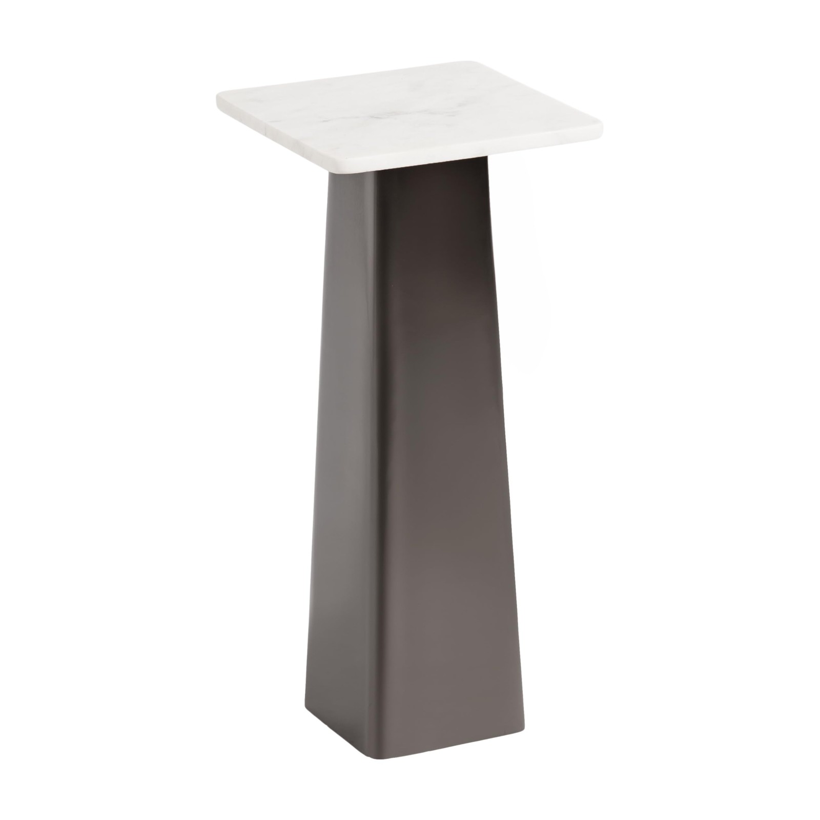 Quinley 10x10 Modern Square Marble Side Table in White and Gray