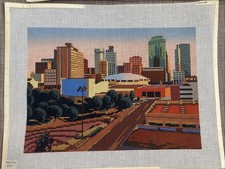 Handpainted Needlepoint Canvas Houston Skyline Must Read Description