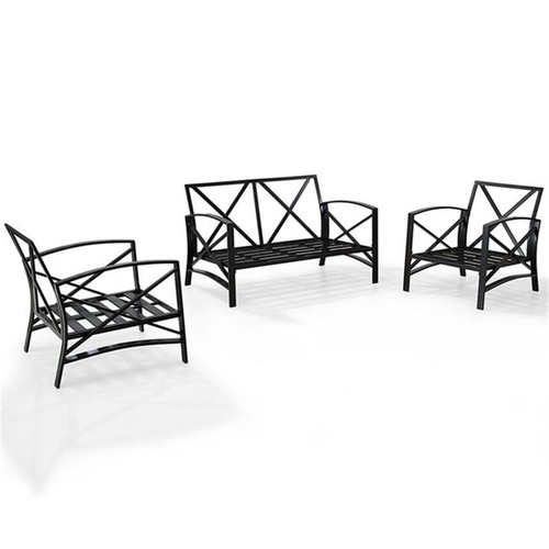 Crosley Furniture Kaplan 3Pc Fabric Sofa Set in Oil Rubbed Bronze/Mist ...